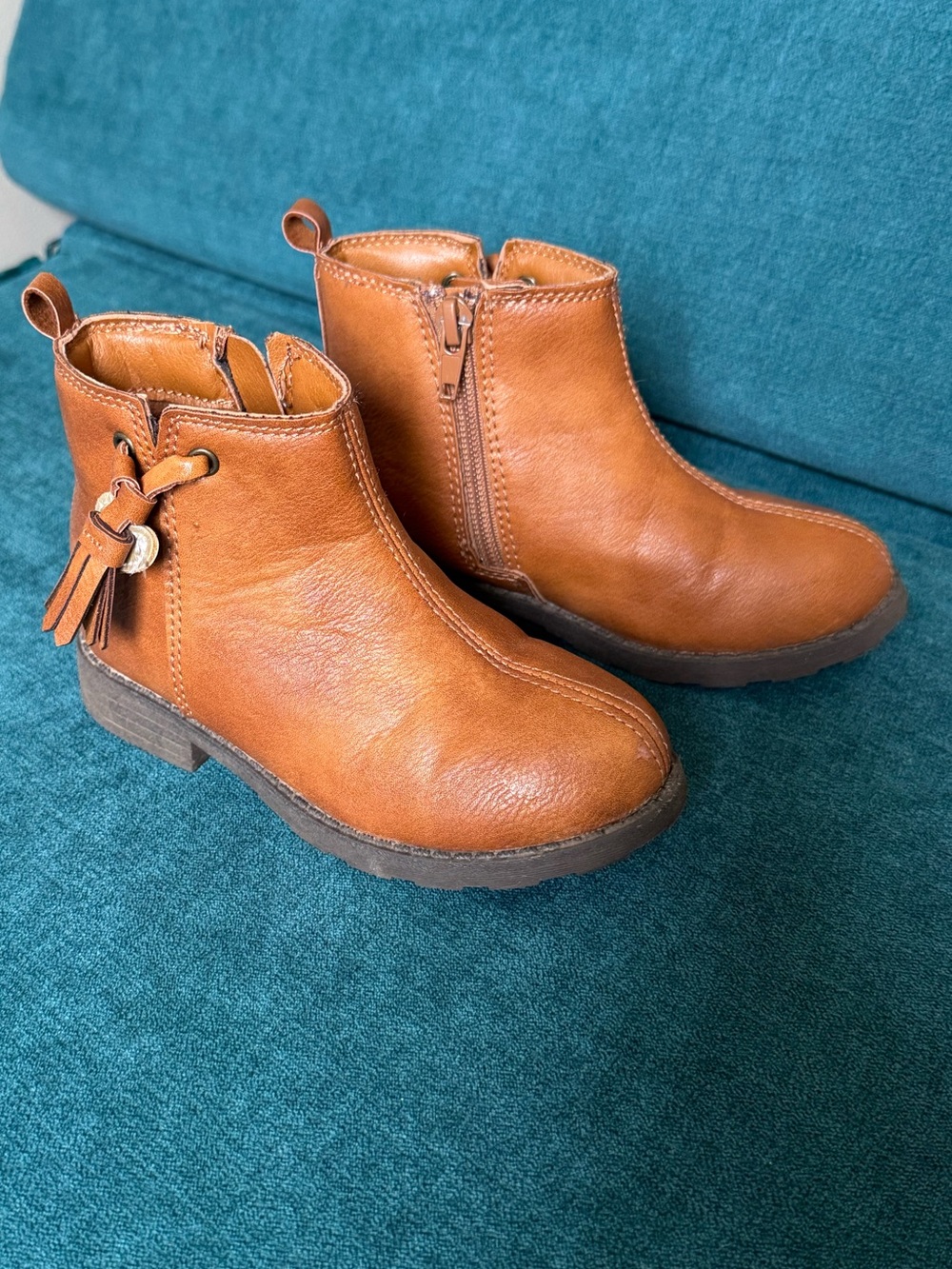 Carter's Cognac Brown Tassel Ankle Boots for Kids